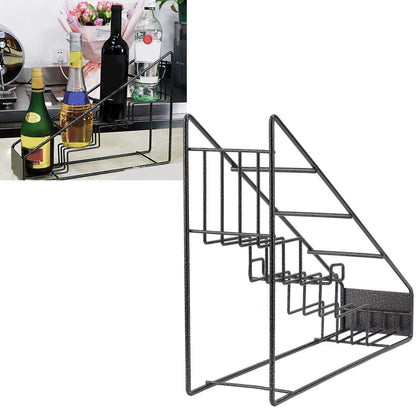 Wire Bottle Holder 4 Compartments Stainless Steel Syrup Bottle Holder Stable Coffee Spice Rack Shelf for V1294-YM3118220227811-0421