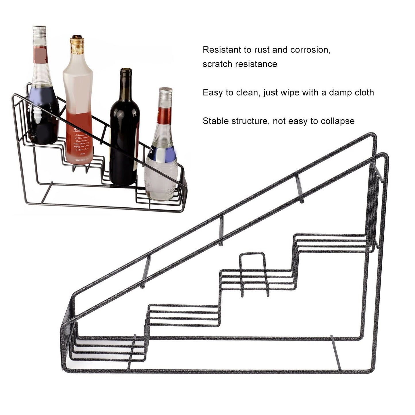 Wire Bottle Holder 4 Compartments Stainless Steel Syrup Bottle Holder Stable Coffee Spice Rack Shelf for V1294-YM3118220227811-0421