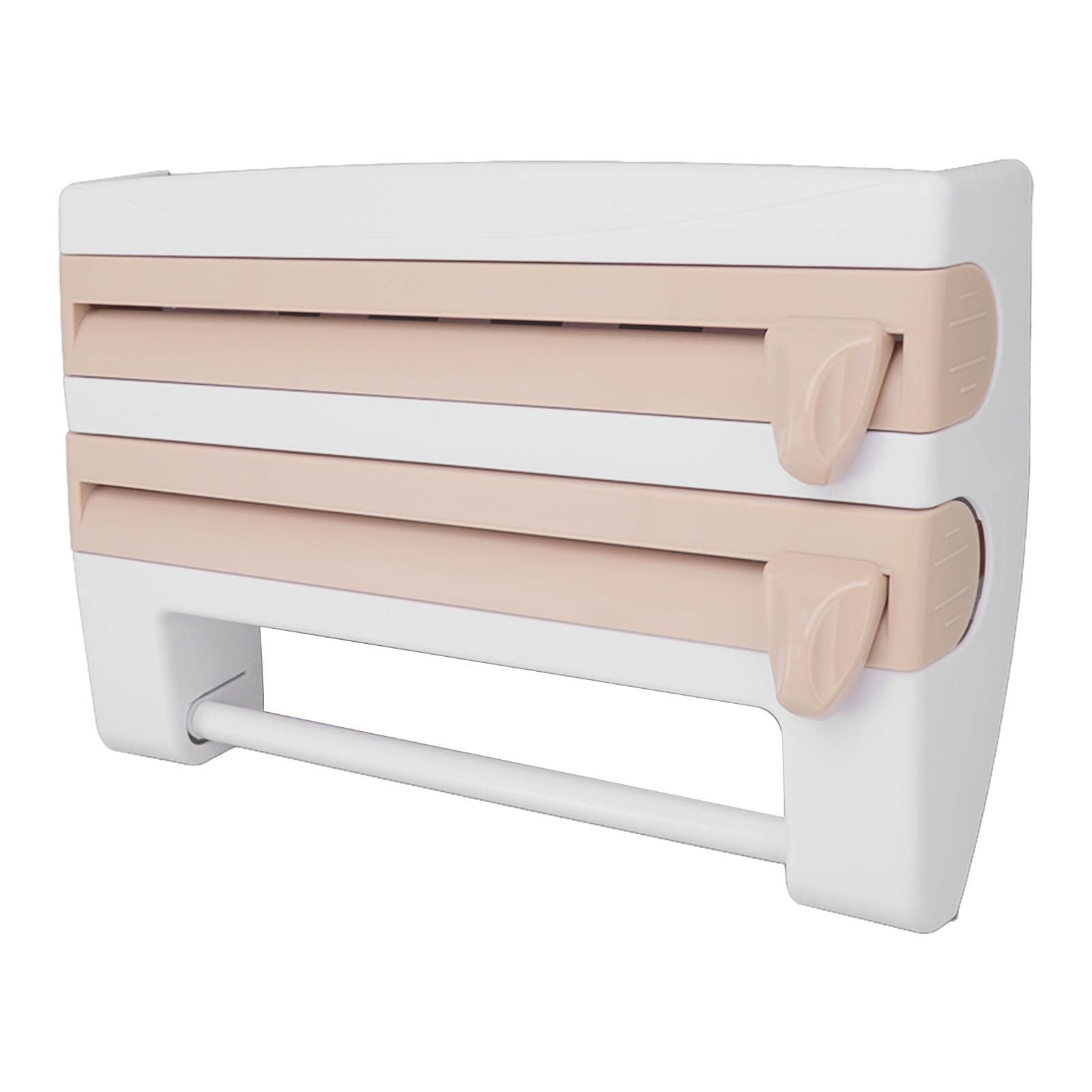 Cling Film Holder Wall Mount Multifunctional Cling Film Cutter with Screws for Kitchen Khaki V1294-YM3118220232611-0421