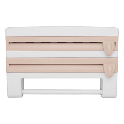 Cling Film Holder Wall Mount Multifunctional Cling Film Cutter with Screws for Kitchen Khaki V1294-YM3118220232611-0421
