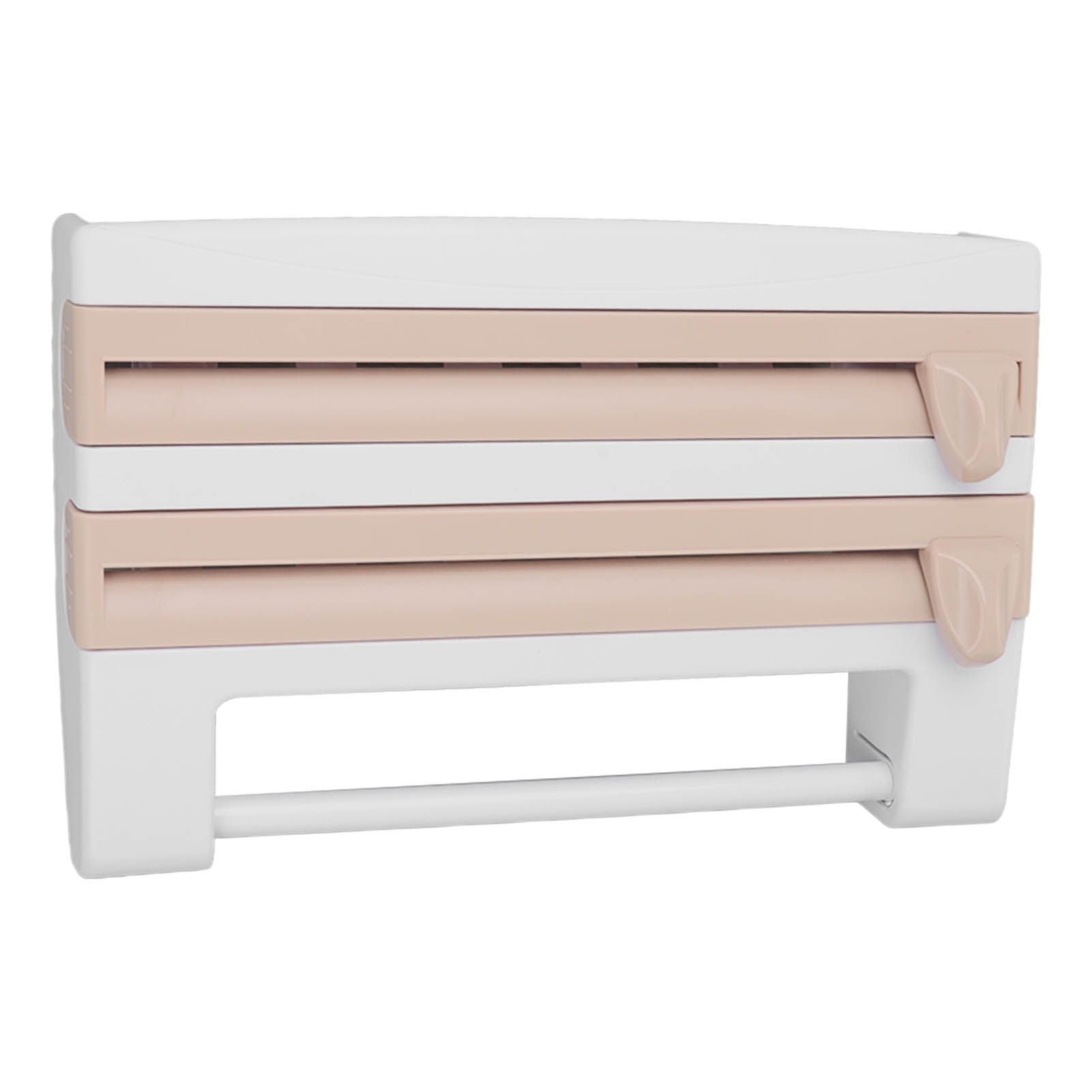 Cling Film Holder Wall Mount Multifunctional Cling Film Cutter with Screws for Kitchen Khaki V1294-YM3118220232611-0421