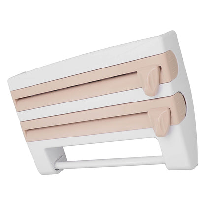Cling Film Holder Wall Mount Multifunctional Cling Film Cutter with Screws for Kitchen Khaki V1294-YM3118220232611-0421