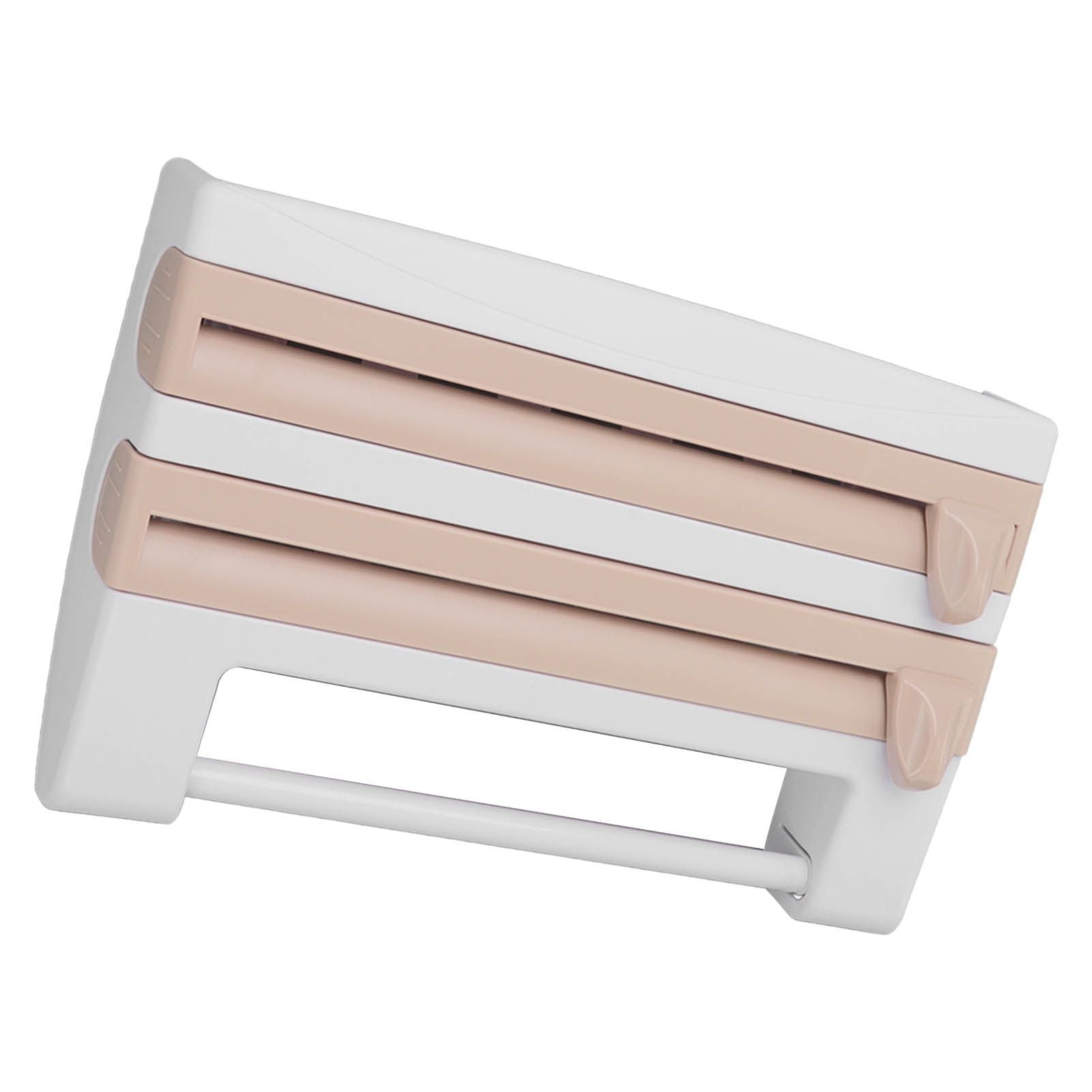 Cling Film Holder Wall Mount Multifunctional Cling Film Cutter with Screws for Kitchen Khaki V1294-YM3118220232611-0421