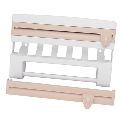 Cling Film Holder Wall Mount Multifunctional Cling Film Cutter with Screws for Kitchen Khaki V1294-YM3118220232611-0421