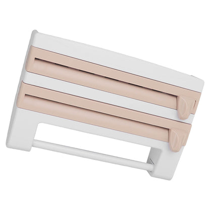 Cling Film Holder Wall Mount Multifunctional Cling Film Cutter with Screws for Kitchen Khaki V1294-YM3118220232611-0421