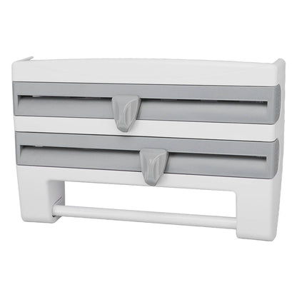 Cling Film Holder Wall Mount Multifunctional Cling Film Cutter with Screws for Kitchen Grey Blue V1294-YM3118220232612-0421