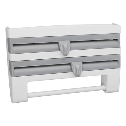 Cling Film Holder Wall Mount Multifunctional Cling Film Cutter with Screws for Kitchen Grey Blue V1294-YM3118220232612-0421