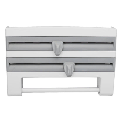Cling Film Holder Wall Mount Multifunctional Cling Film Cutter with Screws for Kitchen Grey Blue V1294-YM3118220232612-0421