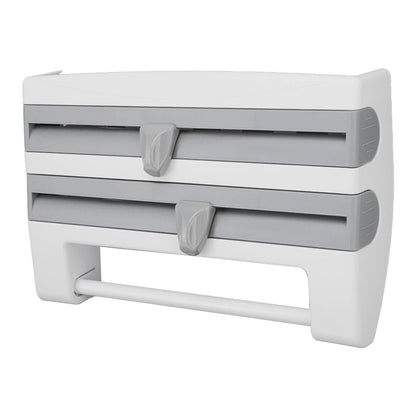 Cling Film Holder Wall Mount Multifunctional Cling Film Cutter with Screws for Kitchen Grey Blue V1294-YM3118220232612-0421