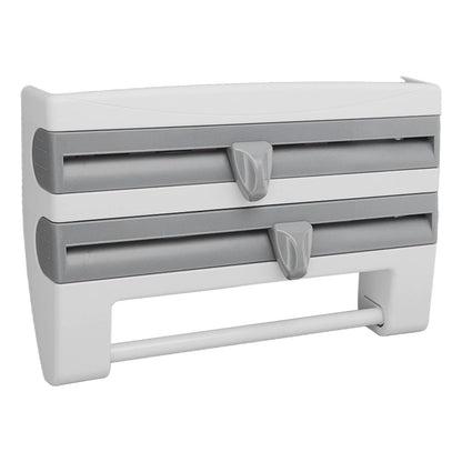 Cling Film Holder Wall Mount Multifunctional Cling Film Cutter with Screws for Kitchen Grey Blue V1294-YM3118220232612-0421