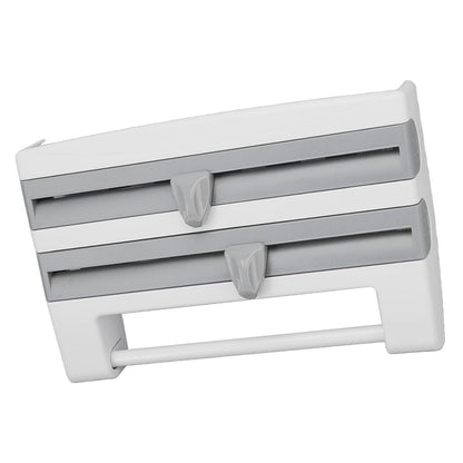 Cling Film Holder Wall Mount Multifunctional Cling Film Cutter with Screws for Kitchen Grey Blue V1294-YM3118220232612-0421