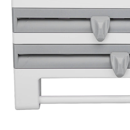 Cling Film Holder Wall Mount Multifunctional Cling Film Cutter with Screws for Kitchen Grey Blue V1294-YM3118220232612-0421