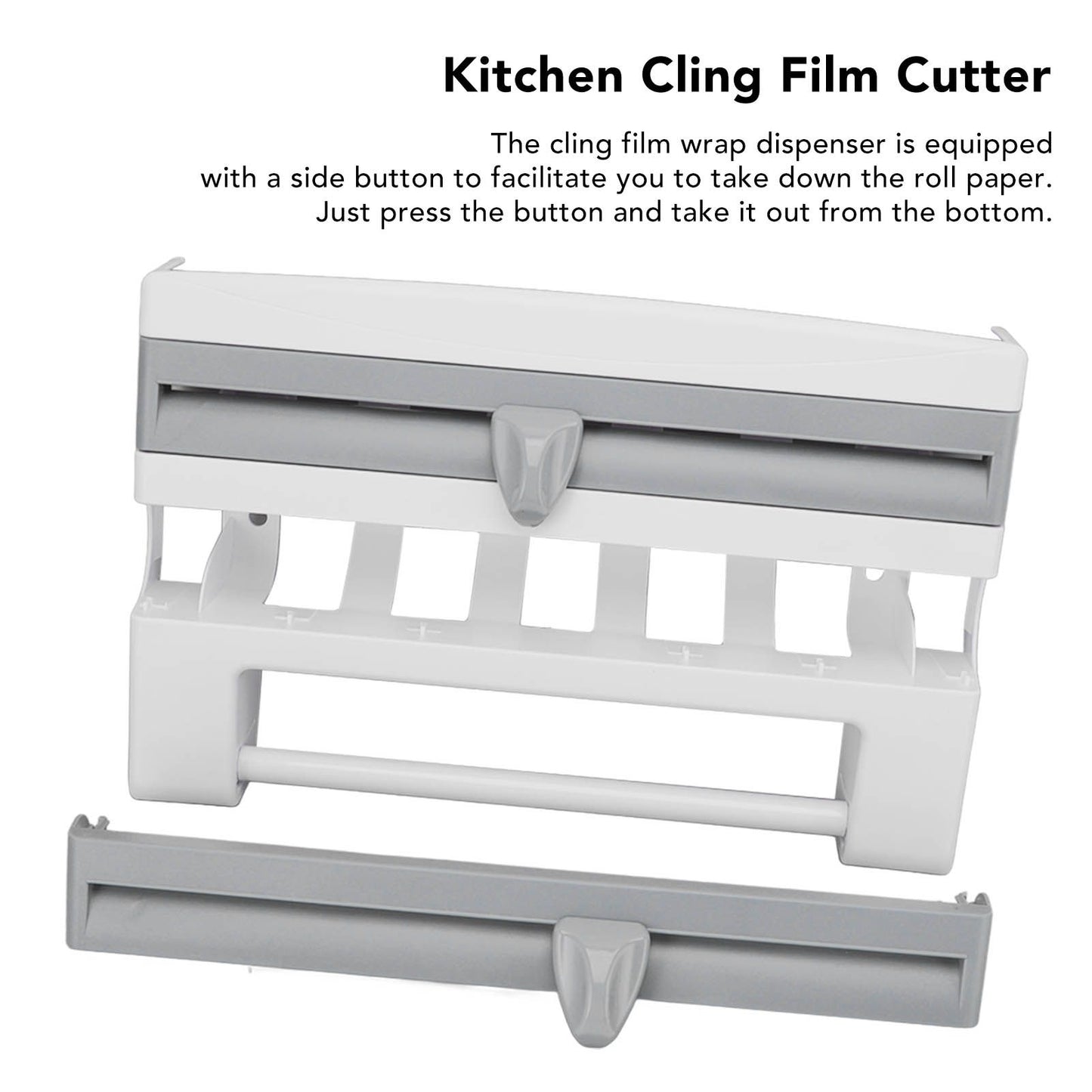 Cling Film Holder Wall Mount Multifunctional Cling Film Cutter with Screws for Kitchen Grey Blue V1294-YM3118220232612-0421