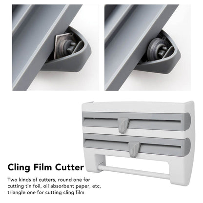 Cling Film Holder Wall Mount Multifunctional Cling Film Cutter with Screws for Kitchen Grey Blue V1294-YM3118220232612-0421