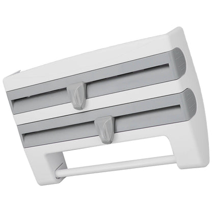 Cling Film Holder Wall Mount Multifunctional Cling Film Cutter with Screws for Kitchen Grey Blue V1294-YM3118220232612-0421