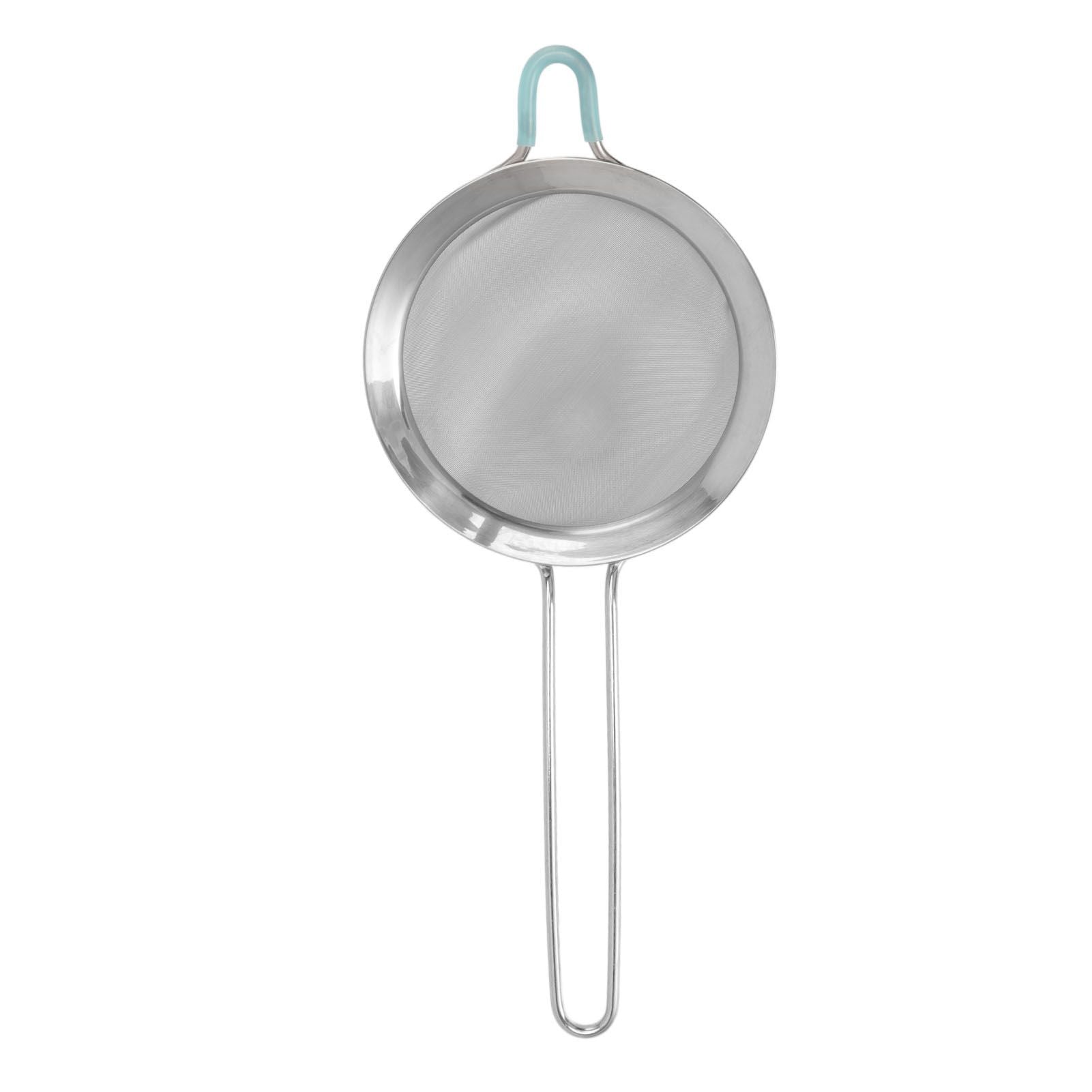 60 Mesh Fine Strainer Stainless Steel Handheld Flour Colander with Long Handle for Kitchen 20cm/7.9in V1294-YM3118220234912-0421