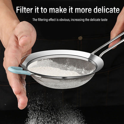60 Mesh Fine Strainer Stainless Steel Handheld Flour Colander with Long Handle for Kitchen 20cm/7.9in V1294-YM3118220234912-0421