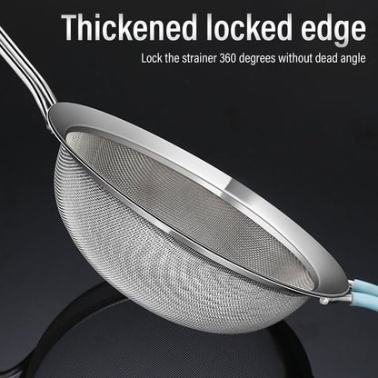60 Mesh Fine Strainer Stainless Steel Handheld Flour Colander with Long Handle for Kitchen 20cm/7.9in V1294-YM3118220234912-0421