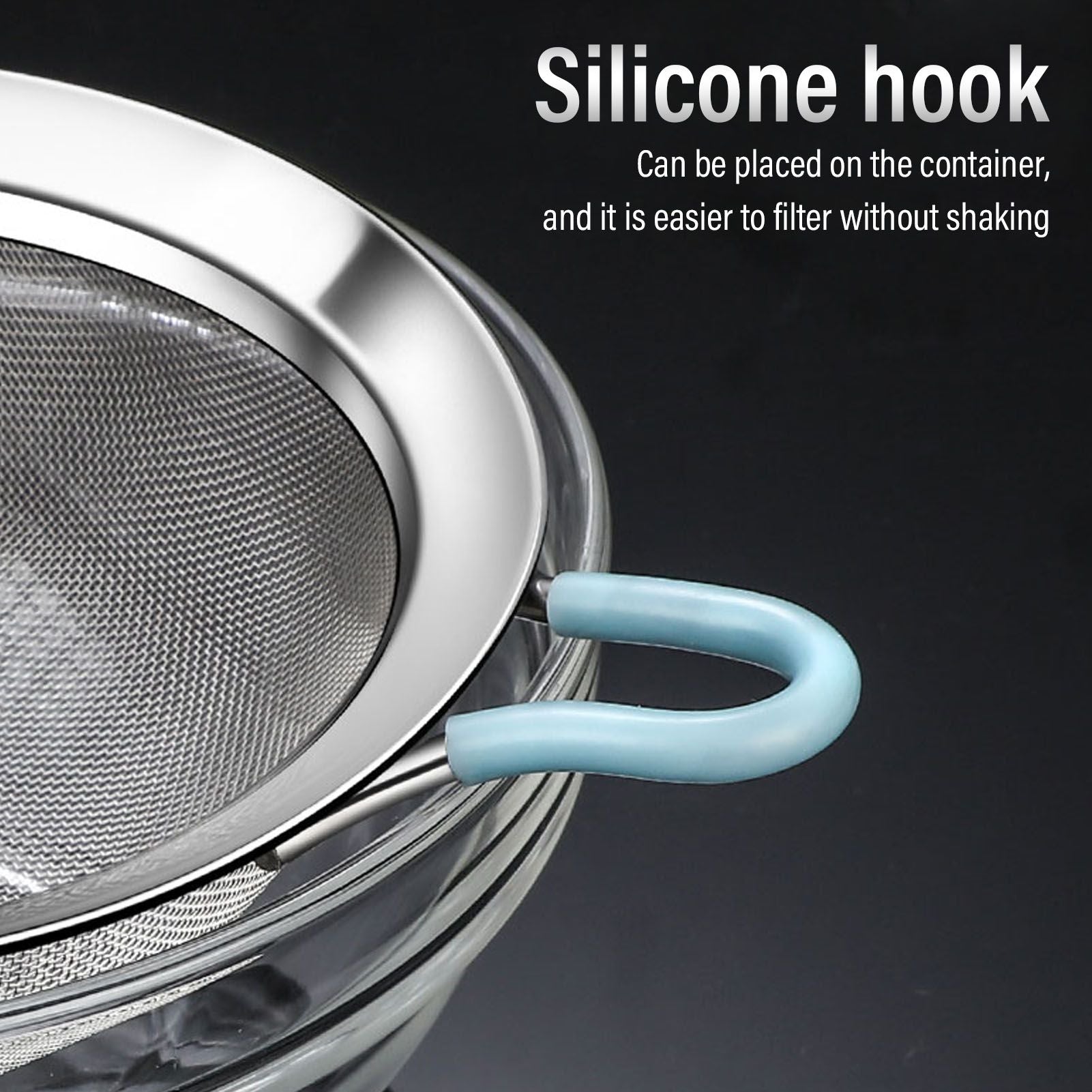60 Mesh Fine Strainer Stainless Steel Handheld Flour Colander with Long Handle for Kitchen 20cm/7.9in V1294-YM3118220234912-0421