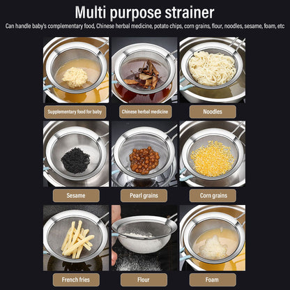 60 Mesh Fine Strainer Stainless Steel Handheld Flour Colander with Long Handle for Kitchen 20cm/7.9in V1294-YM3118220234912-0421
