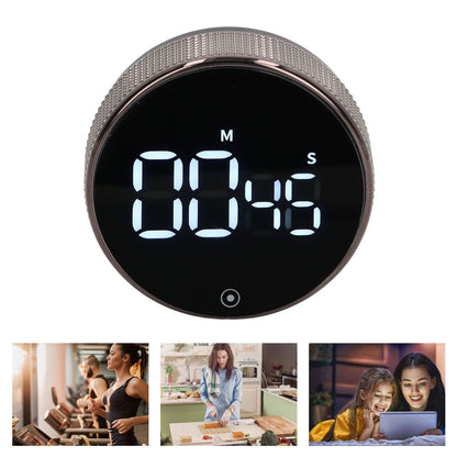 Kitchen Timer Rotating Silent Magnetic Suction Kids Study Timer LED Countdown Timer Black V1294-YM3118220235011-0421