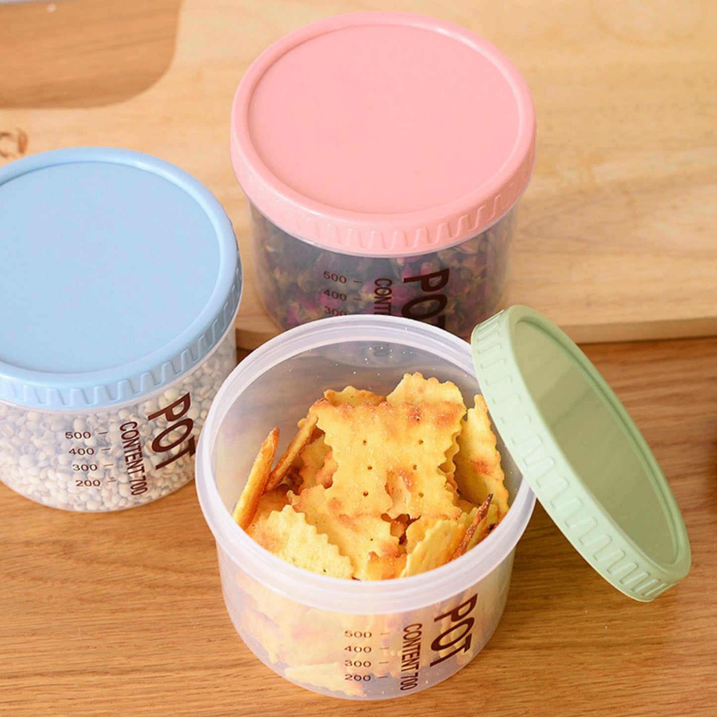 Storage Jars Plastic Material Stackable Transparent Body Large Capacity Rotatable Sealing Cover Airtight Jars V1294-YM3118220235711-0421