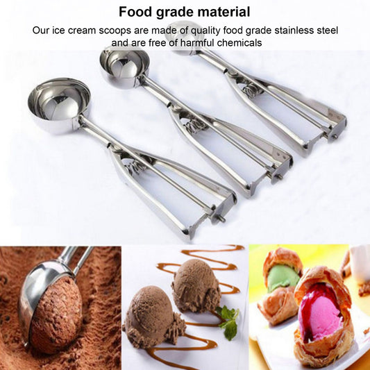 Stainless Steel Ice Cream Scoop Manual Ice Cream Ball Digger Scoop Kitchen Accessories 6cm/2.4in V1294-YM3118220236111-0421