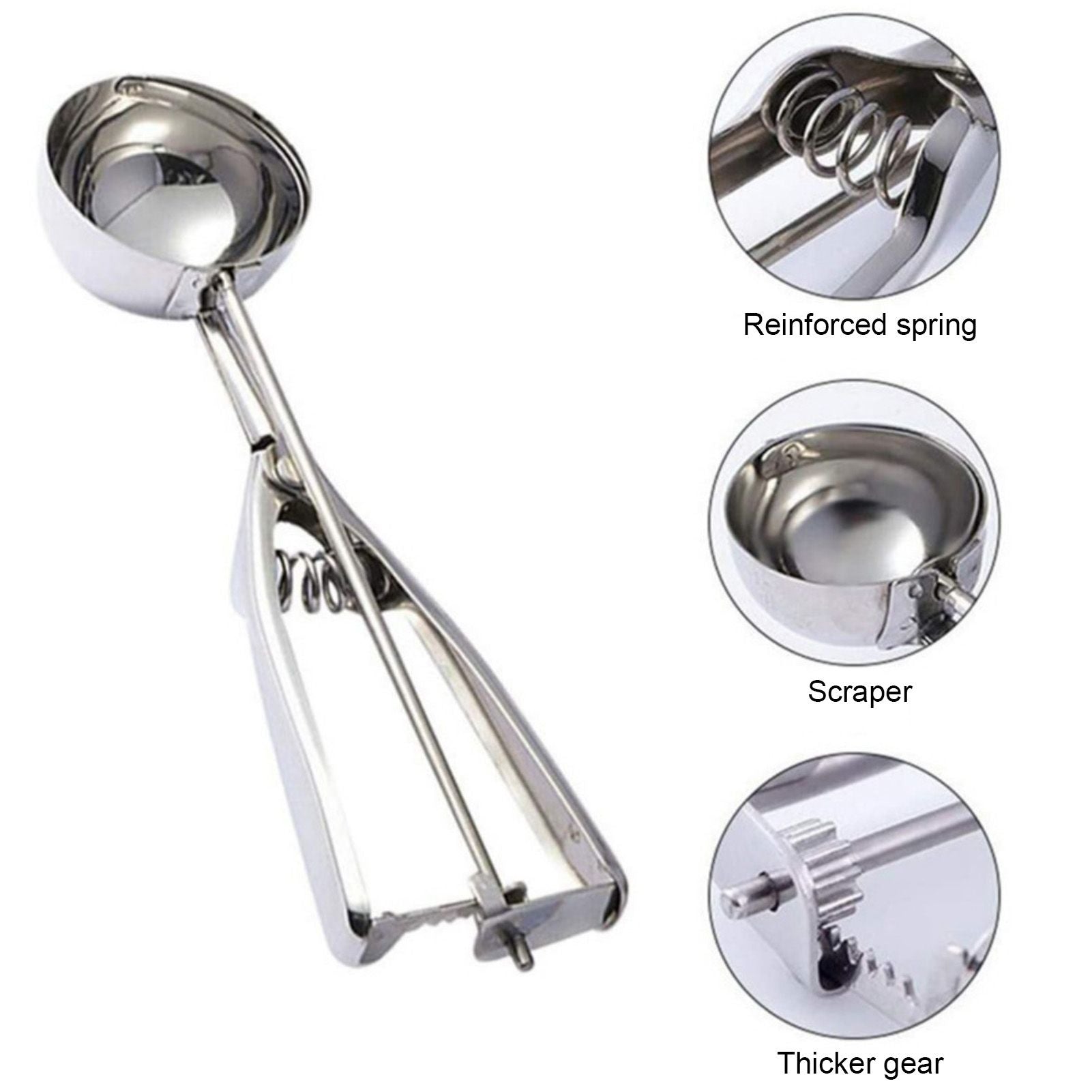 Stainless Steel Ice Cream Scoop Manual Ice Cream Ball Digger Scoop Kitchen Accessories 6cm/2.4in V1294-YM3118220236111-0421