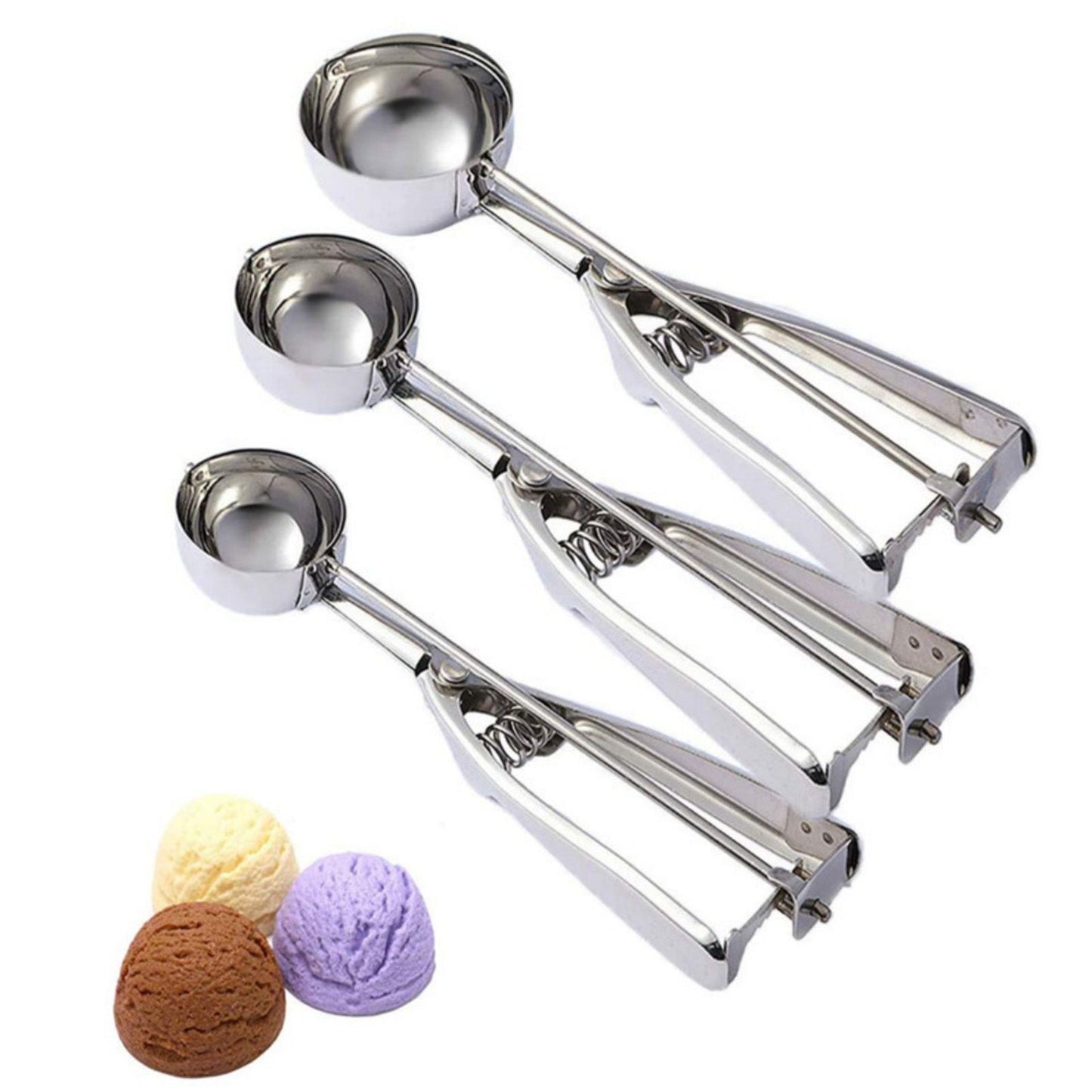 Stainless Steel Ice Cream Scoop Manual Ice Cream Ball Digger Scoop Kitchen Accessories 6cm/2.4in V1294-YM3118220236111-0421