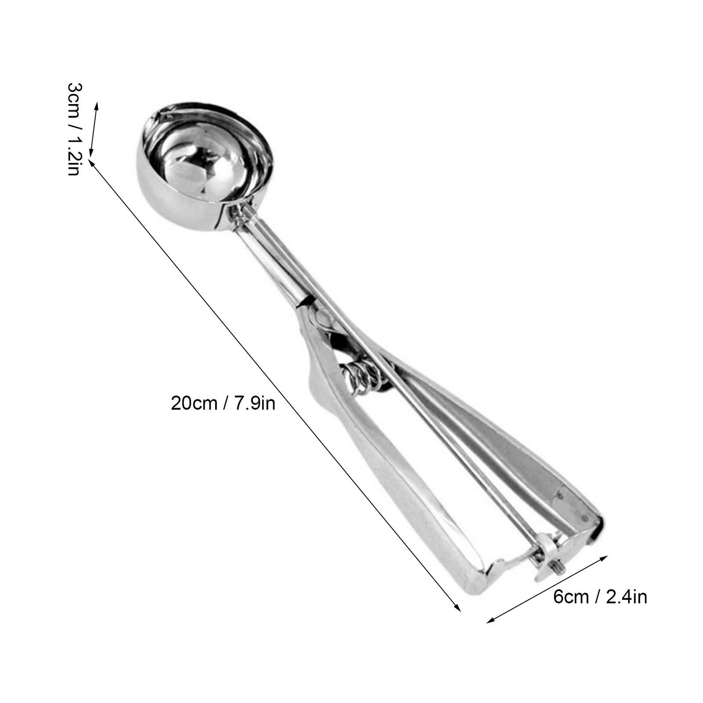 Stainless Steel Ice Cream Scoop Manual Ice Cream Ball Digger Scoop Kitchen Accessories 6cm/2.4in V1294-YM3118220236111-0421