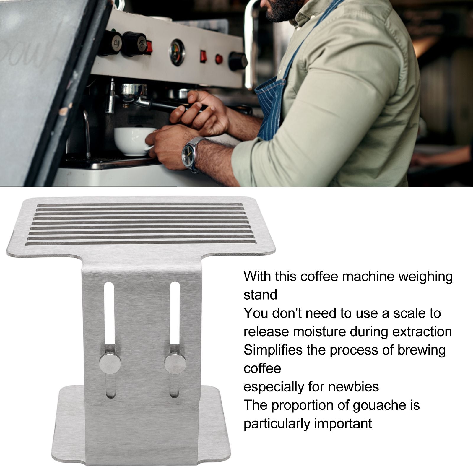 Coffee Machine Scale Rack Stainless Steel Height Adjustable Strong Weighing Rack Silver V1294-YM3118220236211-0421