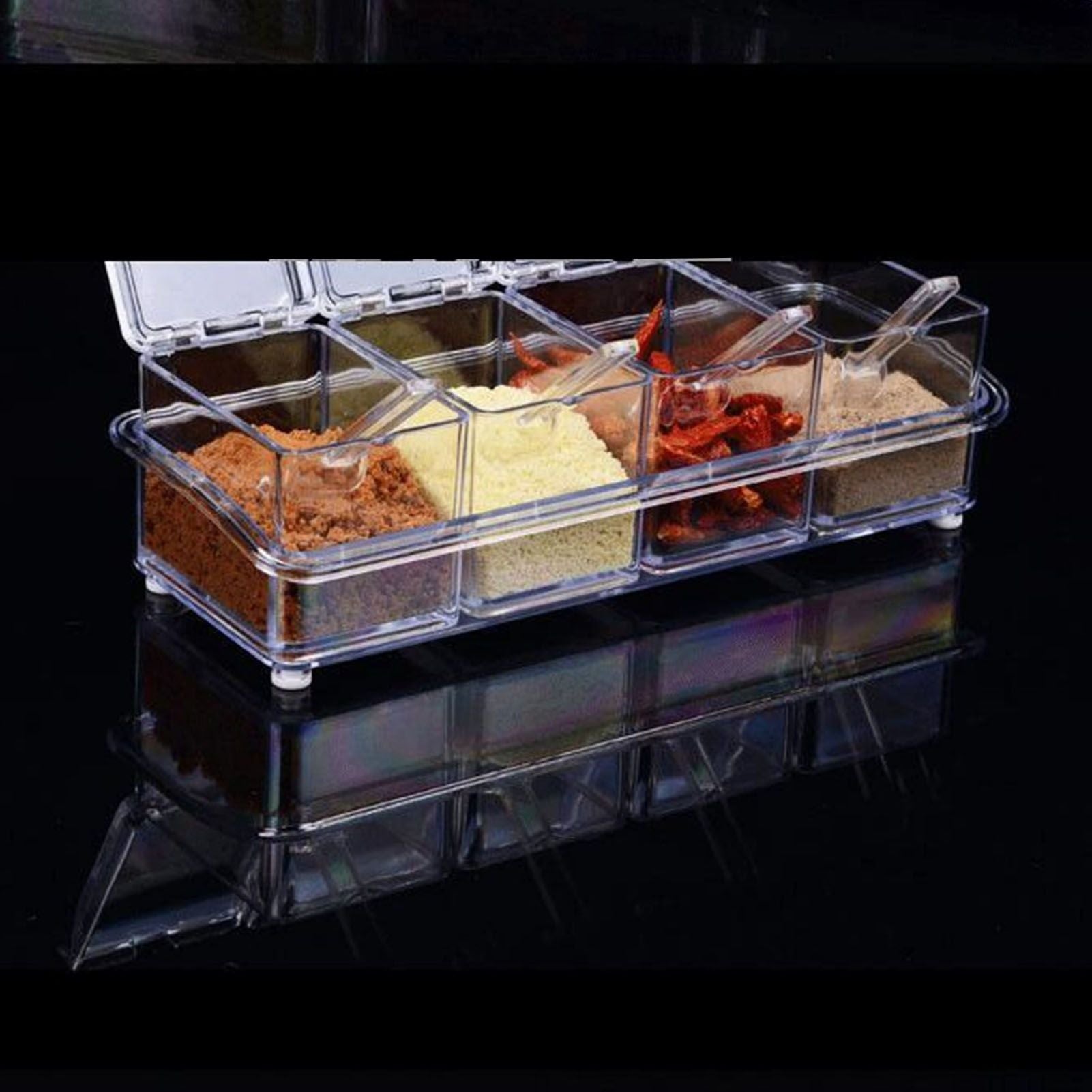 Kitchen Seasoning Jar Set Acrylic Condiment Storage Box Transparent Salt Sugar Spice Jar Set V1294-YM3118220238411-0421