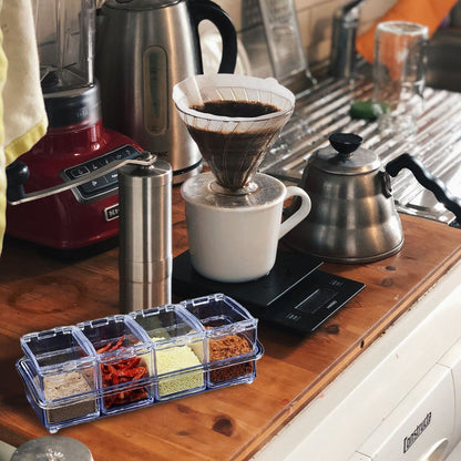 Kitchen Seasoning Jar Set Acrylic Condiment Storage Box Transparent Salt Sugar Spice Jar Set V1294-YM3118220238411-0421