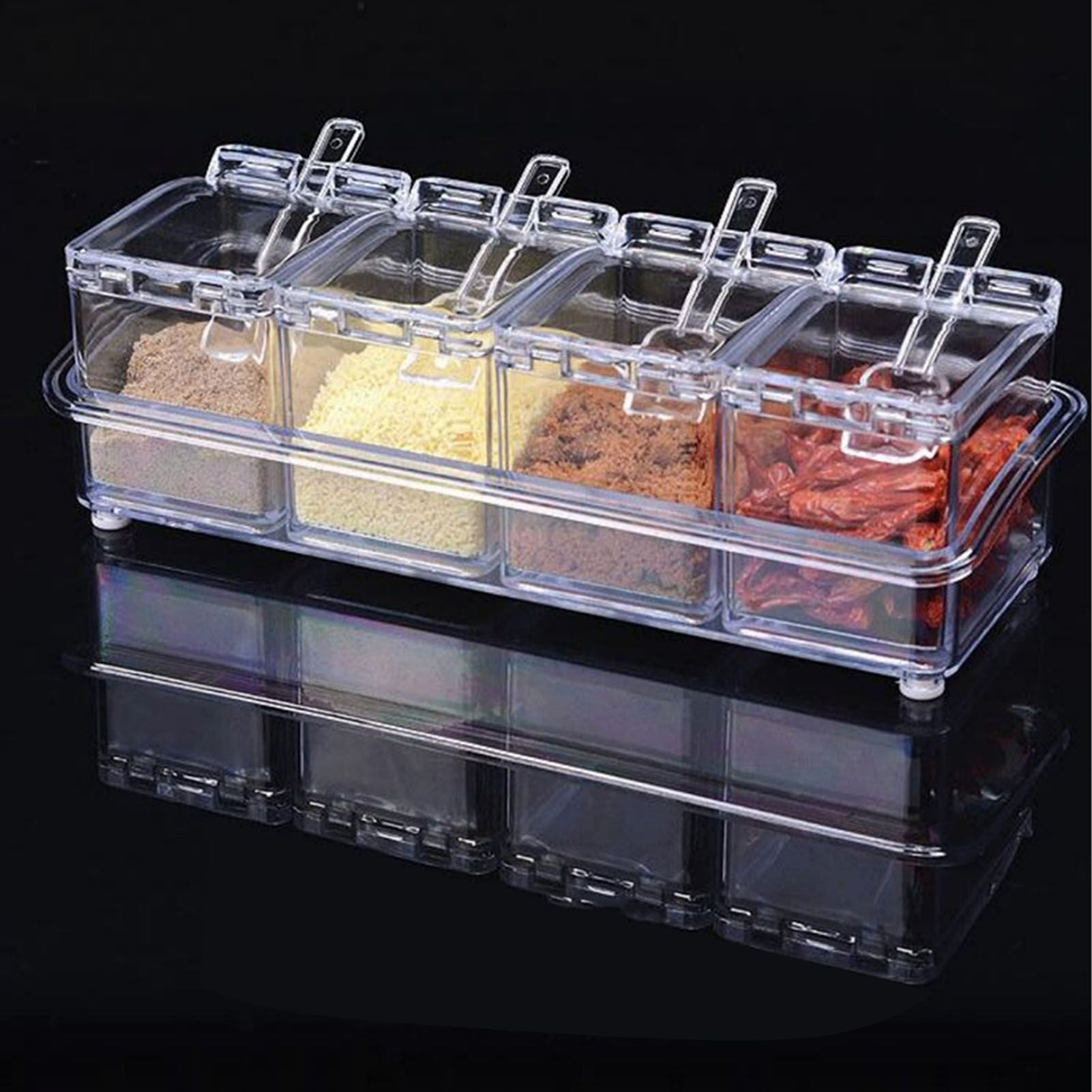 Kitchen Seasoning Jar Set Acrylic Condiment Storage Box Transparent Salt Sugar Spice Jar Set V1294-YM3118220238411-0421