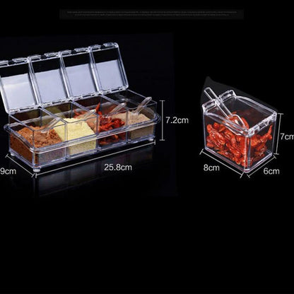 Kitchen Seasoning Jar Set Acrylic Condiment Storage Box Transparent Salt Sugar Spice Jar Set V1294-YM3118220238411-0421