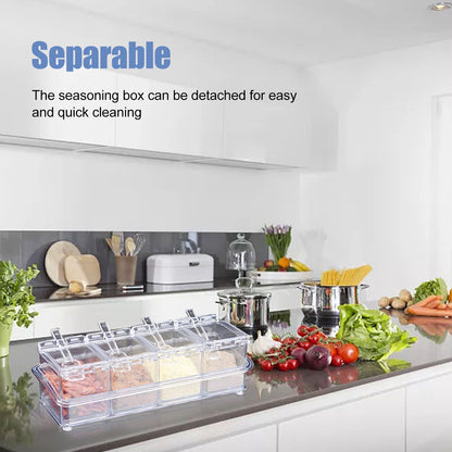 Kitchen Seasoning Jar Set Acrylic Condiment Storage Box Transparent Salt Sugar Spice Jar Set V1294-YM3118220238411-0421
