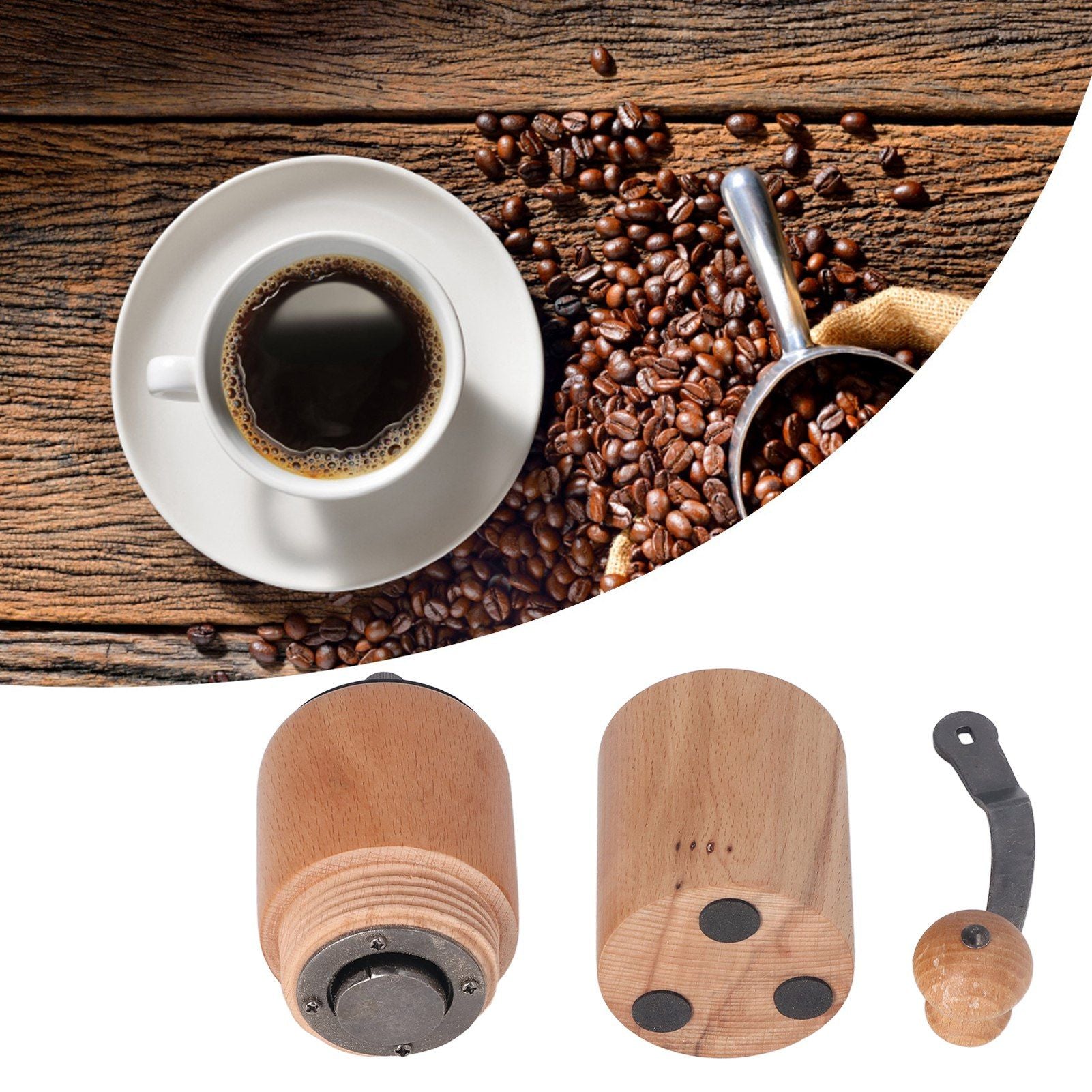 Manual Coffee Grinder Adjustable Coarseness Quiet Portable Wooden Hand Crank Coffee Mill for Home Cafe L V1294-YM3118220239212-0421