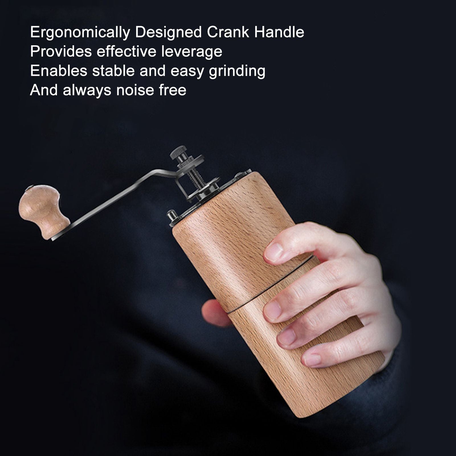 Manual Coffee Grinder Adjustable Coarseness Quiet Portable Wooden Hand Crank Coffee Mill for Home Cafe L V1294-YM3118220239212-0421