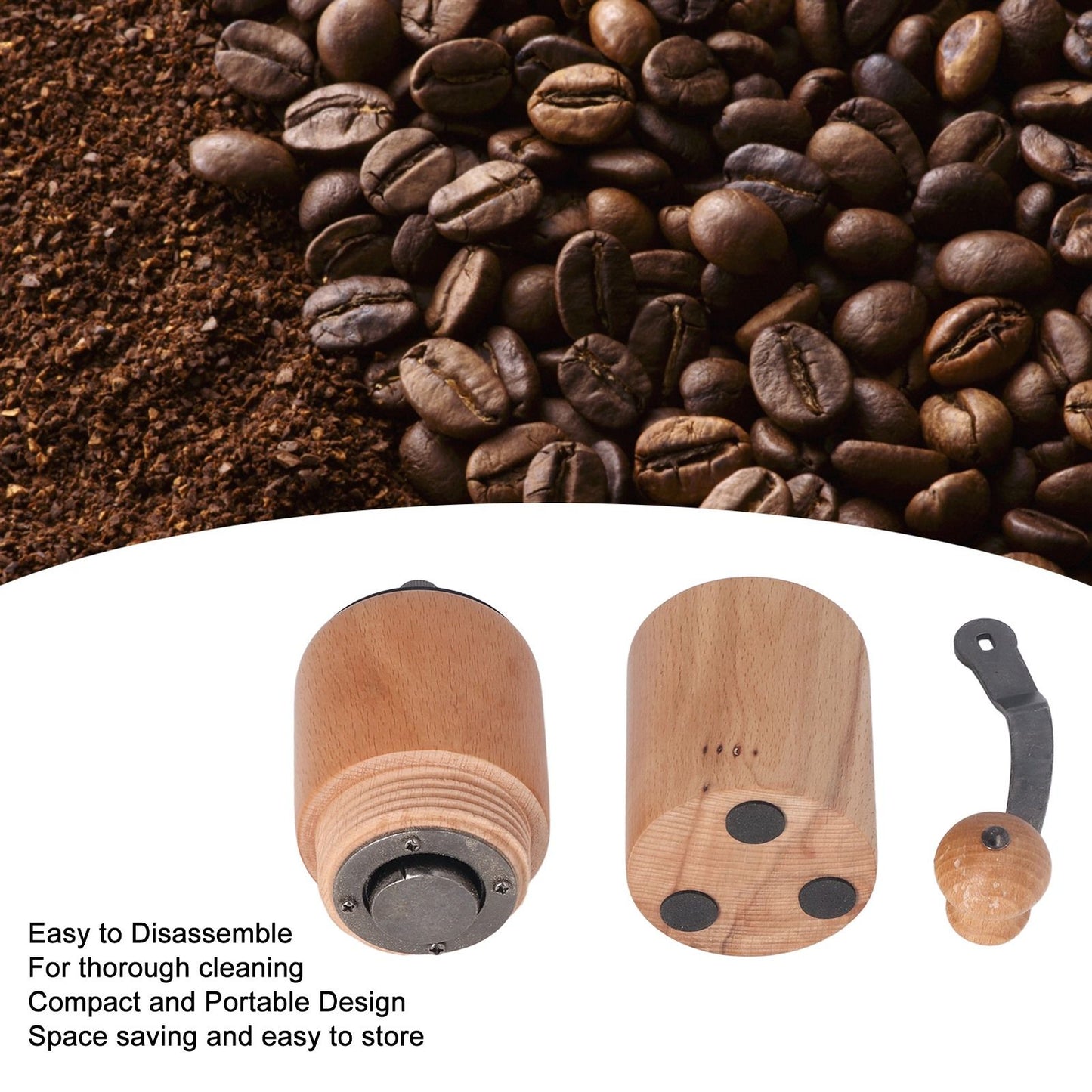 Manual Coffee Grinder Adjustable Coarseness Quiet Portable Wooden Hand Crank Coffee Mill for Home Cafe L V1294-YM3118220239212-0421