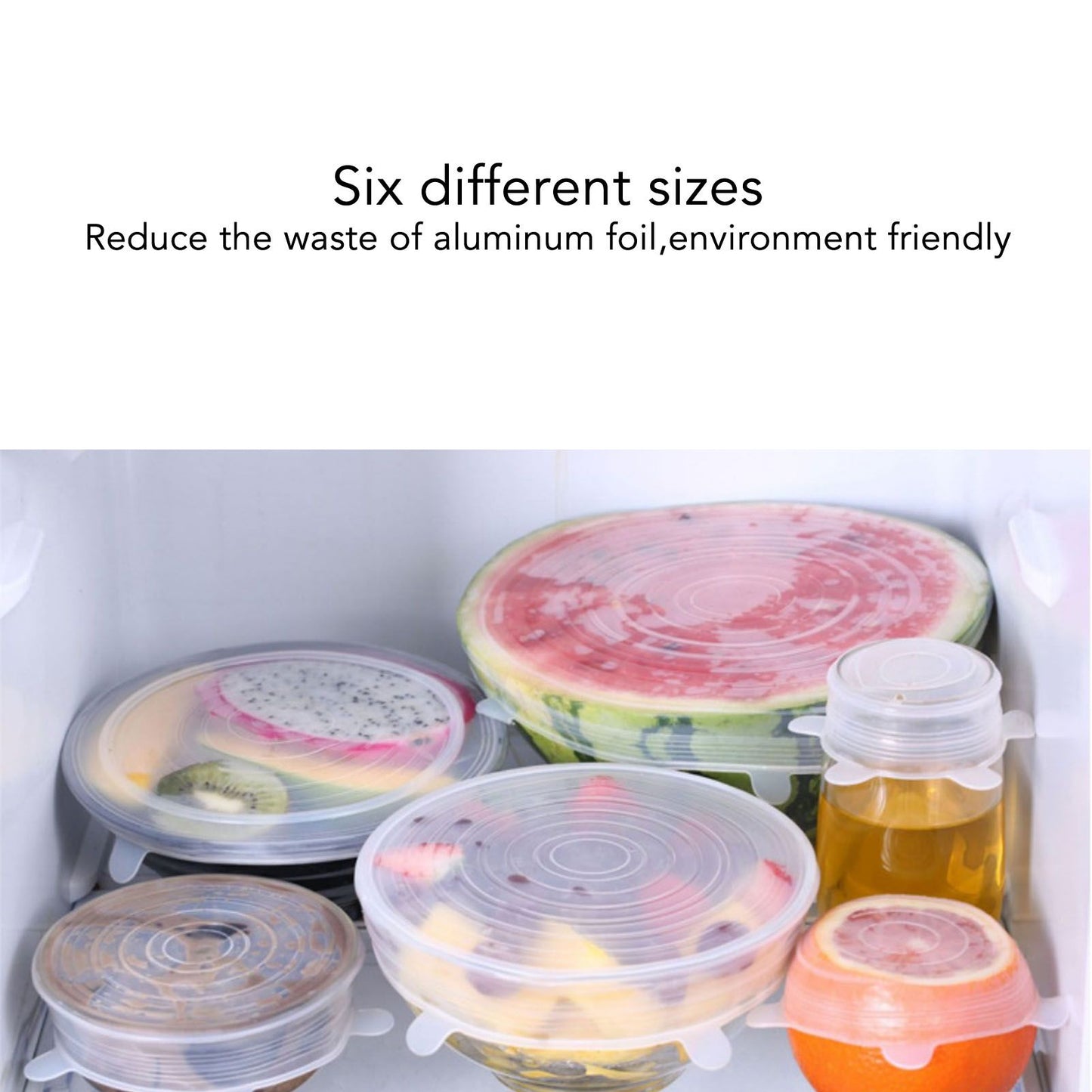 6 Pcs Silicone Stretch Lids High Temperature Resistance Round Reusable Silicone Lids for Refrigerator V1294-YM3118220240811-0421