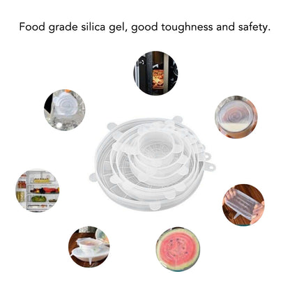 6 Pcs Silicone Stretch Lids High Temperature Resistance Round Reusable Silicone Lids for Refrigerator V1294-YM3118220240811-0421