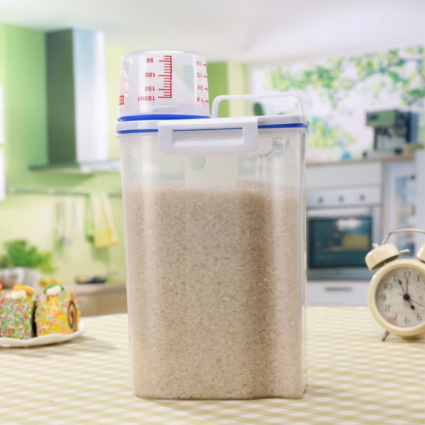 Rice Container Portable Compact 2kg Capacity Box Design Food Grade PP Plastic Airtight Food Storage Container V1294-YM3118220241711-0421