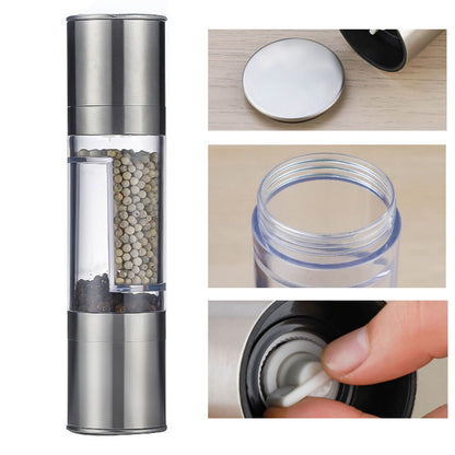 Salt and Pepper Grinder Stainless Steel Dual Head Adjustable Grind Size Manual Spice Grinder for Home Kitchen V1294-YM3118220242111-0421