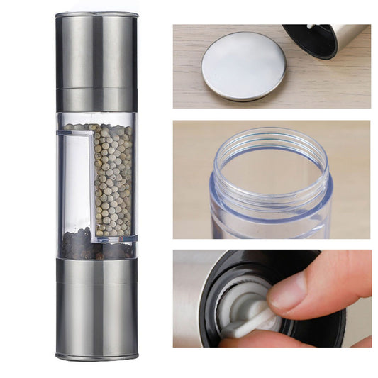 Salt and Pepper Grinder Stainless Steel Dual Head Adjustable Grind Size Manual Spice Grinder for Home Kitchen V1294-YM3118220242111-0421