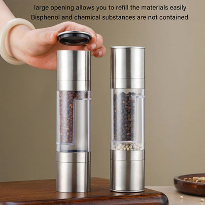 Salt and Pepper Grinder Stainless Steel Dual Head Adjustable Grind Size Manual Spice Grinder for Home Kitchen V1294-YM3118220242111-0421