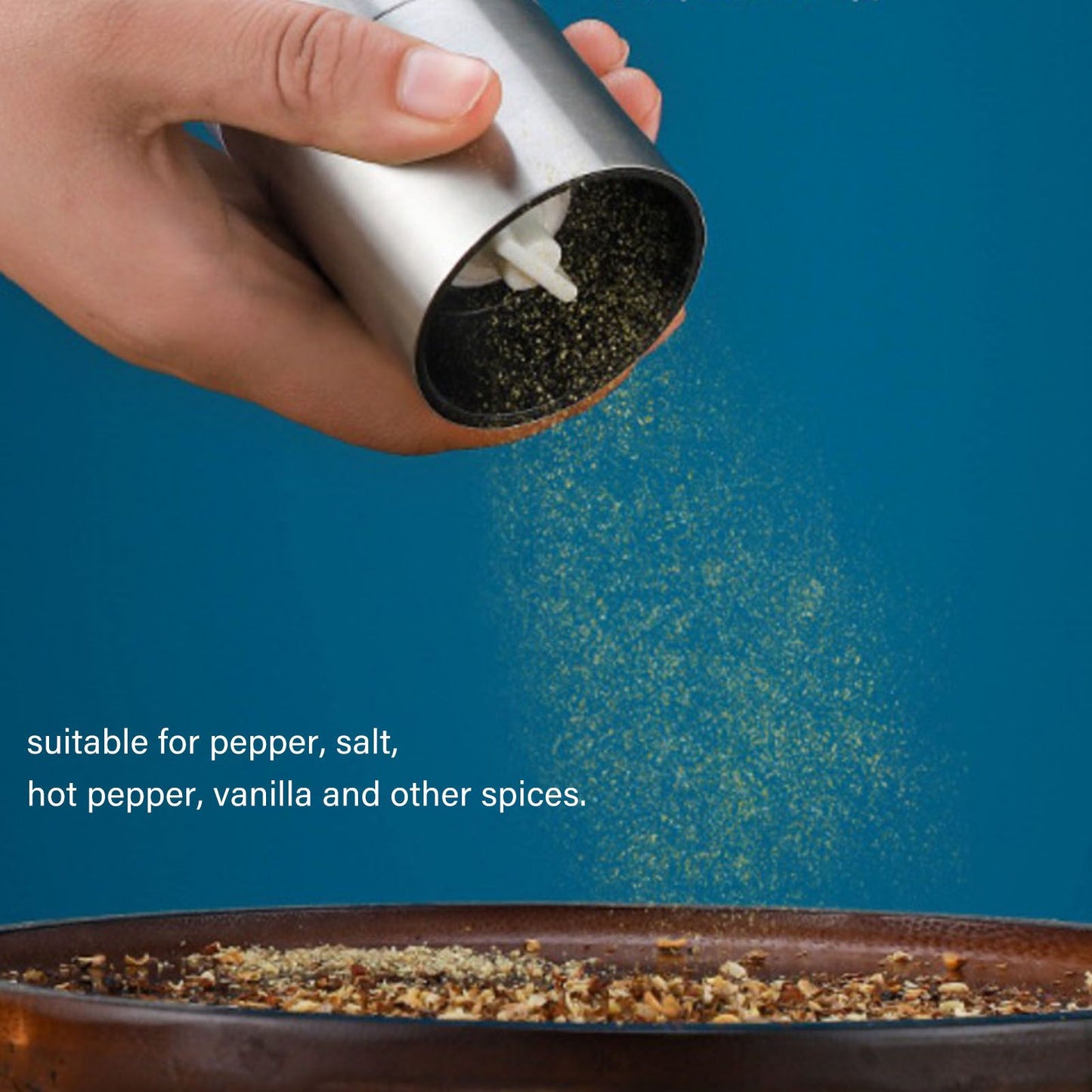 Salt and Pepper Grinder Stainless Steel Dual Head Adjustable Grind Size Manual Spice Grinder for Home Kitchen V1294-YM3118220242111-0421