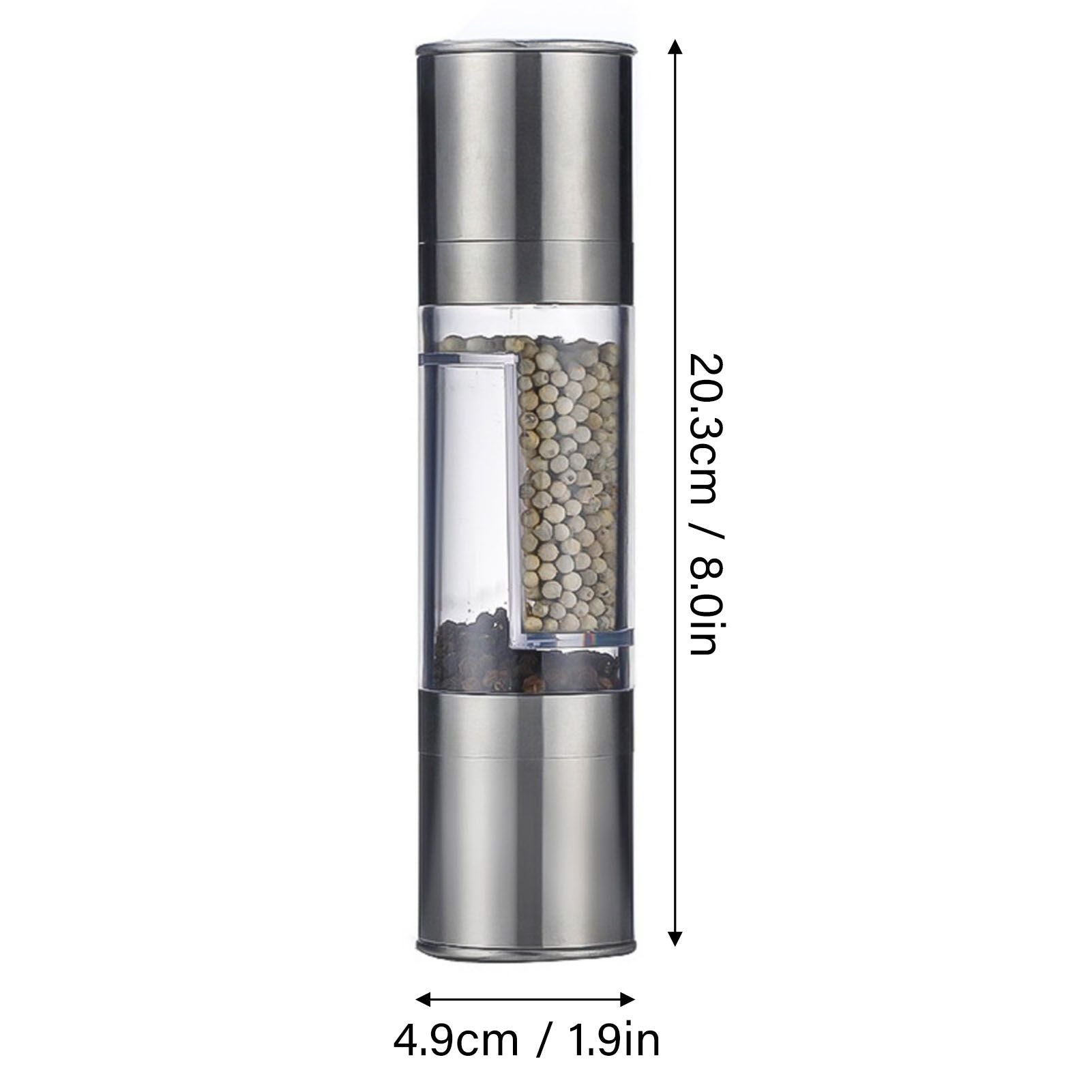Salt and Pepper Grinder Stainless Steel Dual Head Adjustable Grind Size Manual Spice Grinder for Home Kitchen V1294-YM3118220242111-0421