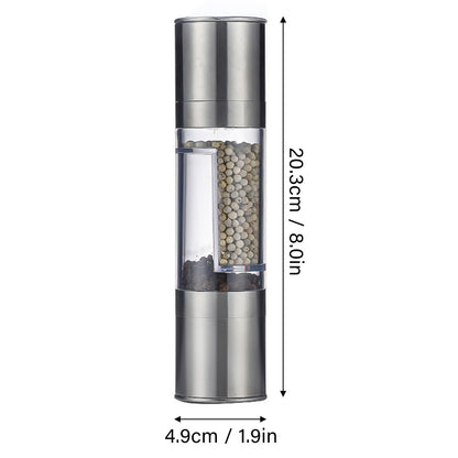 Salt and Pepper Grinder Stainless Steel Dual Head Adjustable Grind Size Manual Spice Grinder for Home Kitchen V1294-YM3118220242111-0421