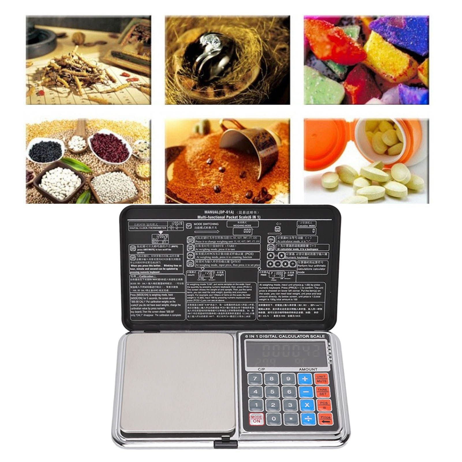 0.01/100G Digital Calculator Scale Kitchen Scale Baking Food Precise Scale with White Light Backlit Screen V1294-YM3118220243511-0421