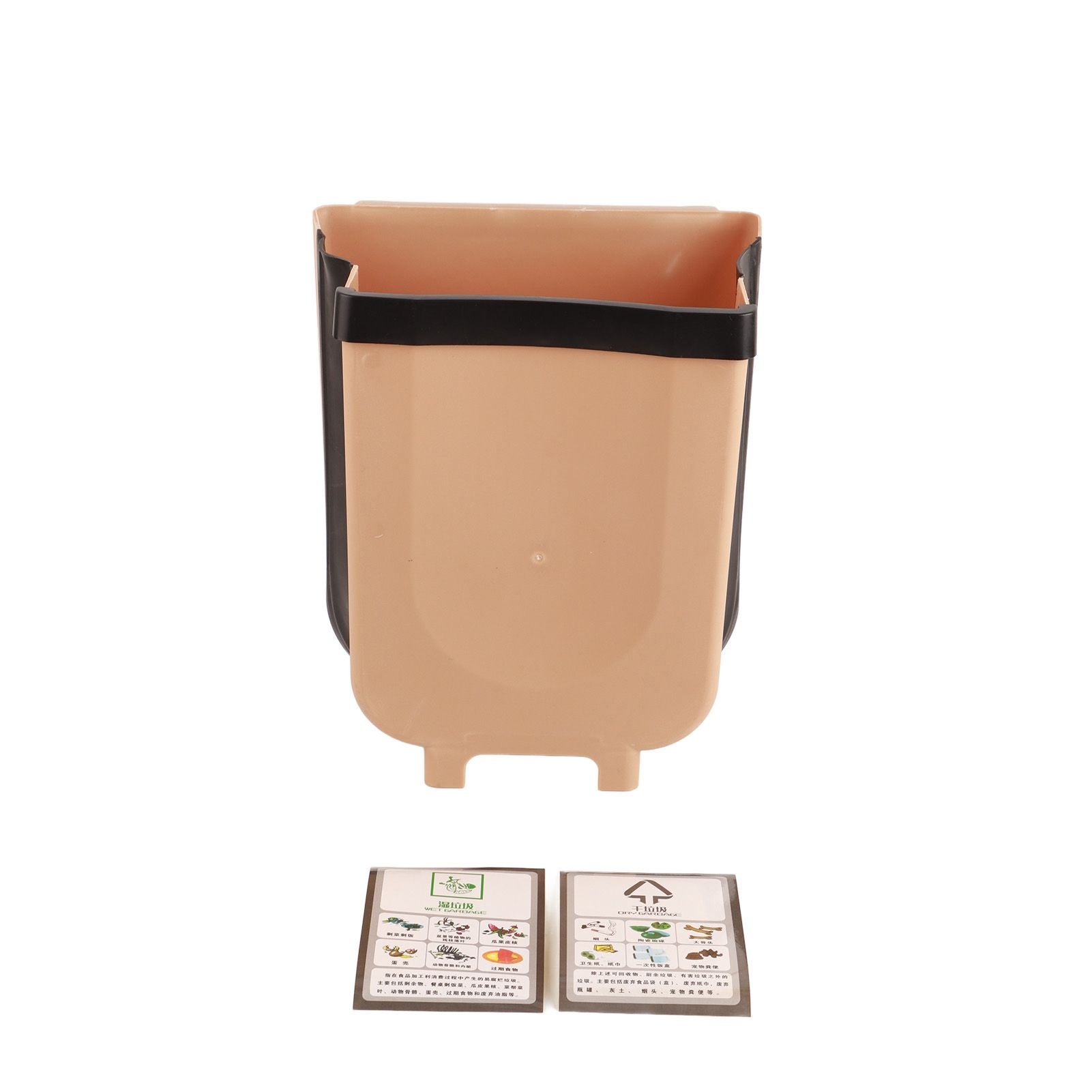 Collapsible Hanging Kitchen Waste Bin 9L Plastic Kitchen Folding Trash Can with Fixing Bracket for Bedroom V1294-YM3118220245211-0421